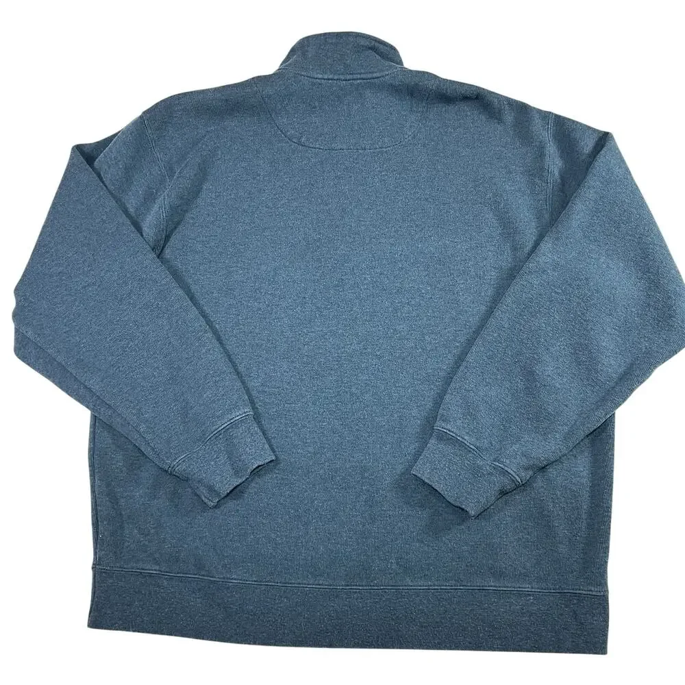 Orvis 1/4 Zip Pullover Mens Size L Teal Blue 100% Cotton Sweater Classic Casual